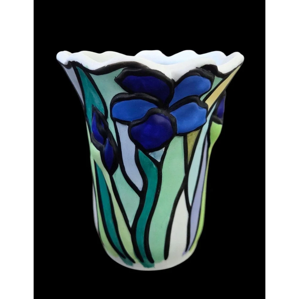 Vintage Porcelain Bisque Tealight Candle Holder‎ IRIS Hurricane Lamp Shade Cover
